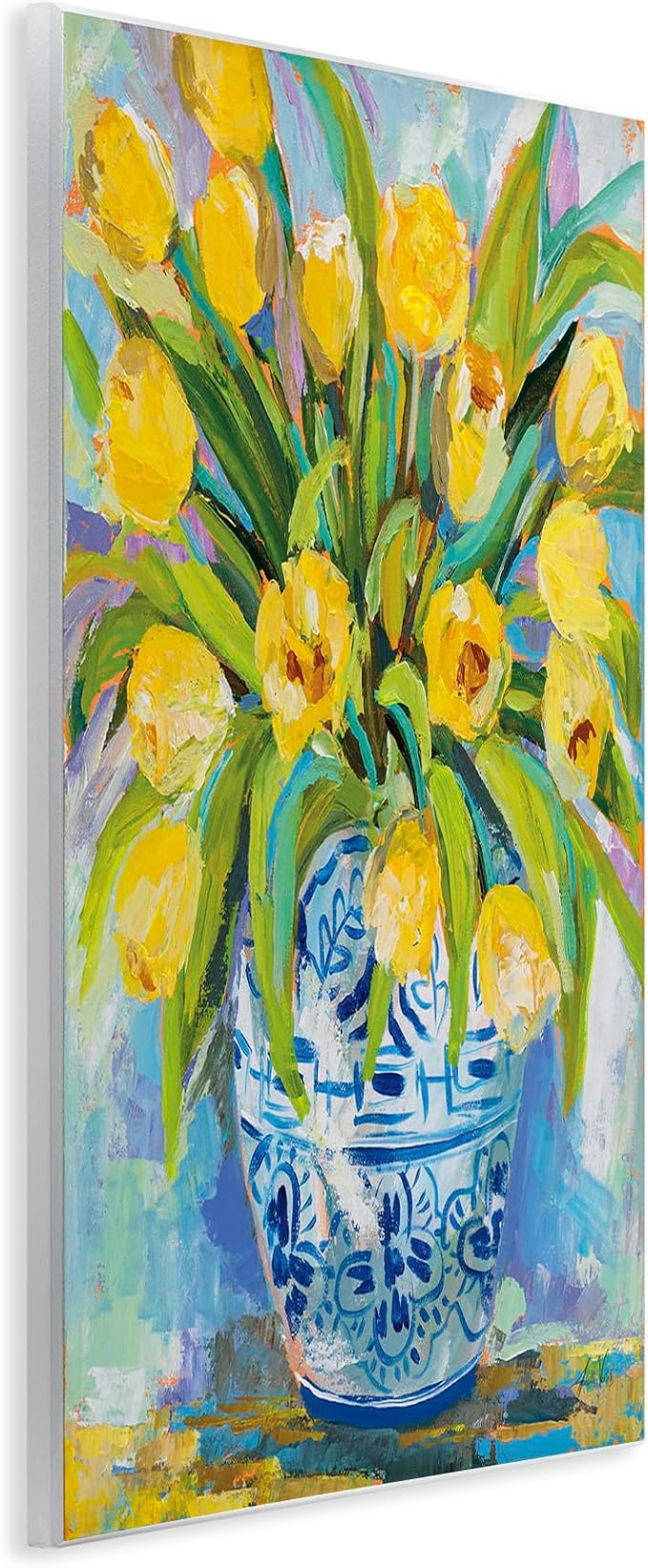 Expressive Yellow Tulips Vase, 13 x 19 Inch Mounted Print on Wall Plaque | Stupell Industries · By Jeanette Vertentes · Ready to hang · Bright spring home accent · Made in USA