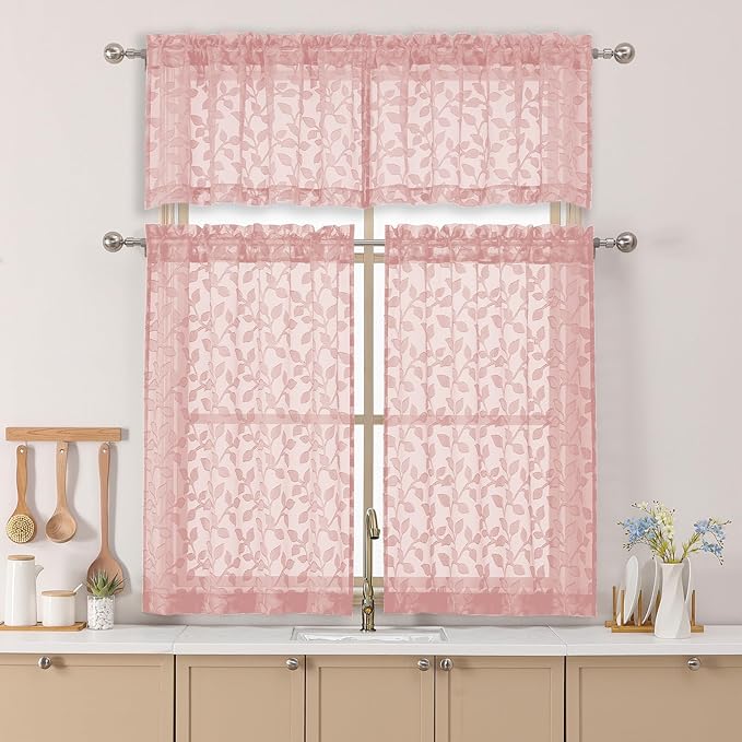 Chyhomenyc Blush Pink Sheer Valances - Image 2