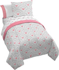Disney Minnie Mouse Twin Comforter Set 5 Piece Bedding for Girls, Grey | Bed in a Bag, Comforter Sheets Sham Pillowcase, Official Product, Soft Microfiber, Machine Washable, Easy Care, Girls Gift