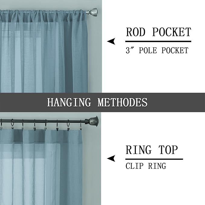 Tollpiz Sheer Curtains Linen Textured Bedroom Curtain Sheers Light Filtering - Image 5