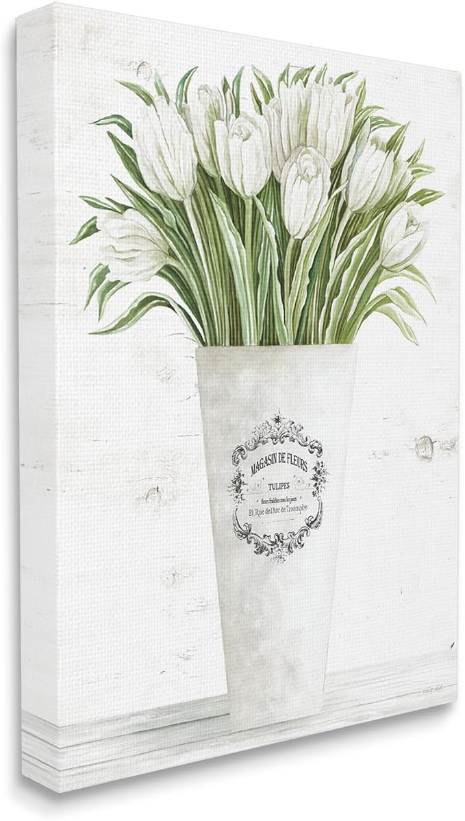 Tulip Bouquet Parisian Vase, 24 x 30 Inch Canvas Wall Art | Stupell Industries · By Cindy Jacobs · Ready to hang · Farmhouse and shabby chic charm · Made in USA