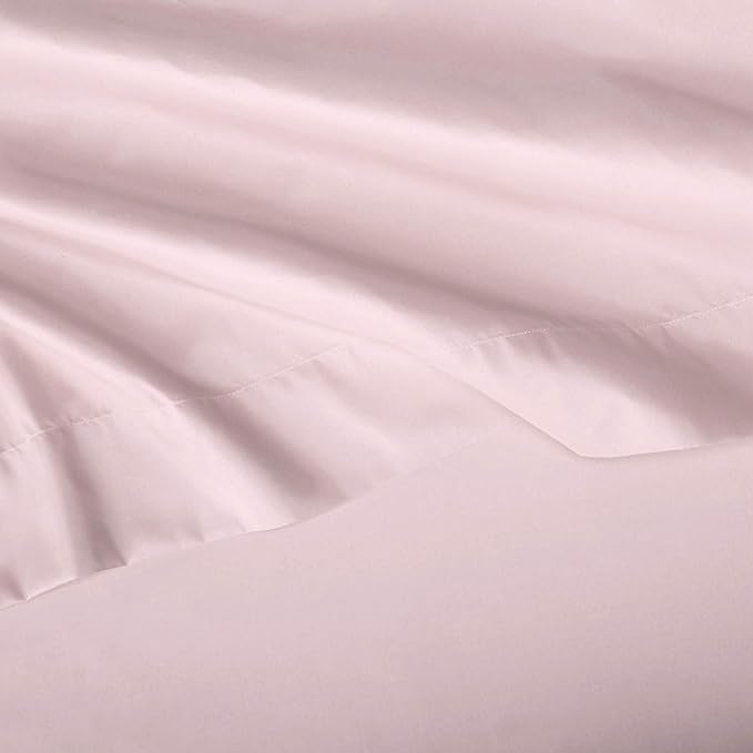 Amazon Basics Kid's Soft, Breathable Microfiber 4-Piece Sheet Set, Full, Light Pink, Solid