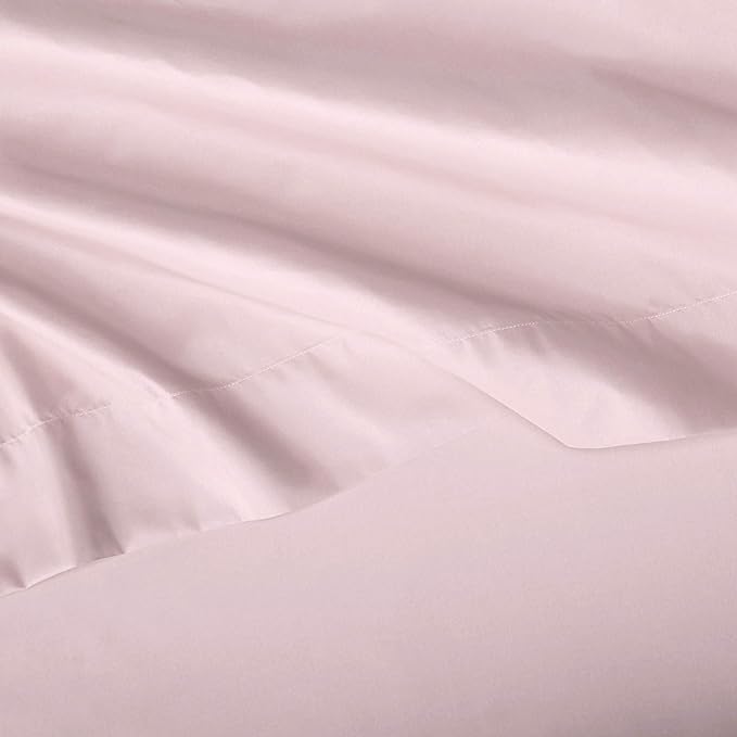 Amazon Basics Kid's Soft, Breathable, Easy-Wash Microfiber 3-Piece Sheet Set, Machine Washable, Twin, Light Pink, Solid