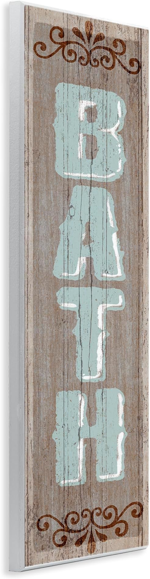 Stupell Industries 'Rustic Charm Bath Sign', Wall Plaque Art, 7 x 17 Inches, Easy to Hang and Sturdy, Made in USA, by Art Licensing Studio