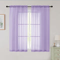 Sheer Lavender Curtains for Bedroom Living Room 54 Inch Length 2 Panels Set by WelvetBLK