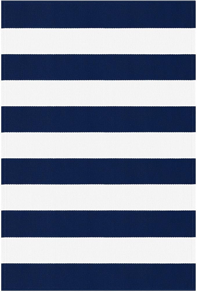 KOZYFLY Striped Rug 2.3x3.6 ft Navy White Front Door Rugs Cotton Woven Washable Indoor Outdoor Rug for Entryway Porch Kitchen Patio Decor Striped Layered Doormats