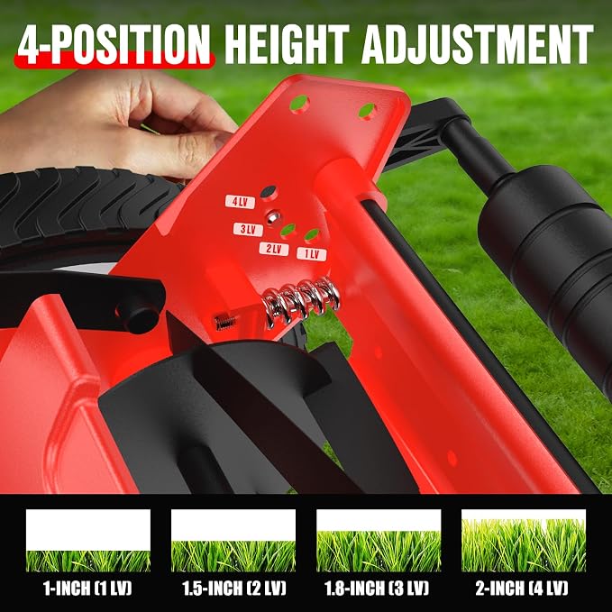 EWORK Push Reel Lawn Mower 23" with 5-Blade Cutting System for Lawn Care | Manual Lawn Mower with 4 Adjustable Cutting Heights, Sponge-Wrapped Handle, Tool-Free Assembly, Reel Mowers for Garden, Yard