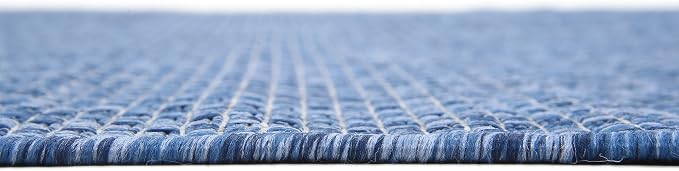 Unique Loom Collection Casual Transitional Solid Heathered Indoor/Outdoor Flatweave Area Rug (6' 1" x 9' Rectangle, Blue/Navy Blue)