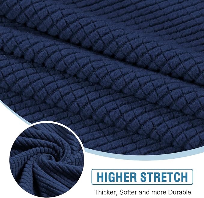 H.VERSAILTEX Sectional Couch Covers 1 Piece Chaise Slipcover L Shape Separate Cushion Couch Cover for Both Left/Right Sectional Couch (Seat Only: 1 Chaises, Navy)