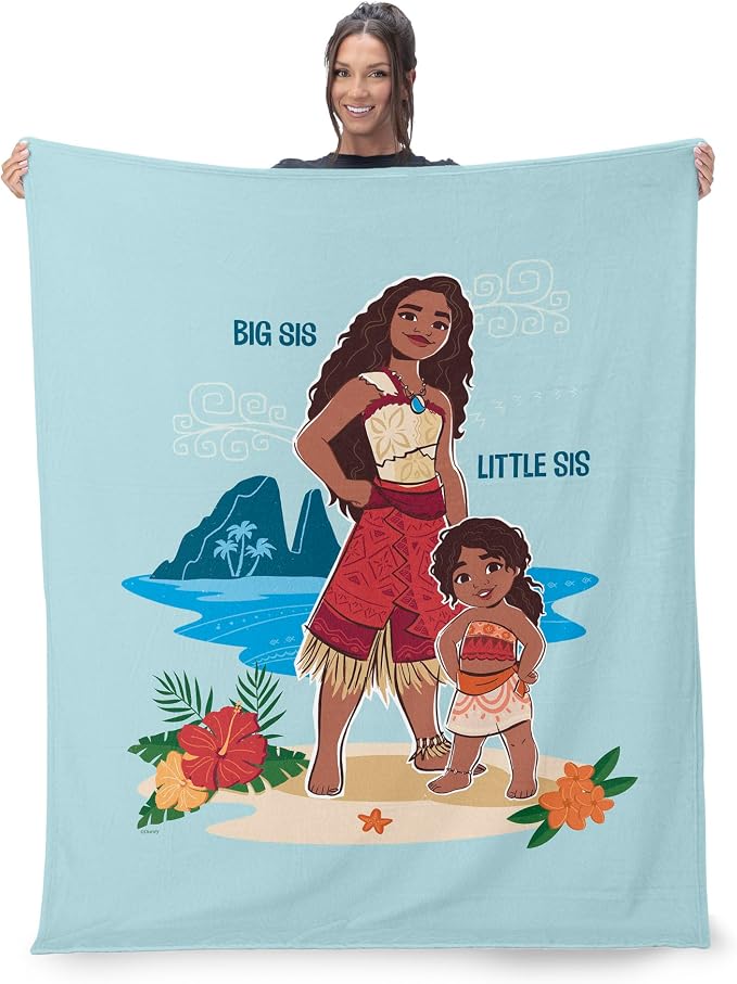 Disney Moana 2, Big Sis Lil Sis, Silk Touch Throw Blanket, 50 x 60 Inches