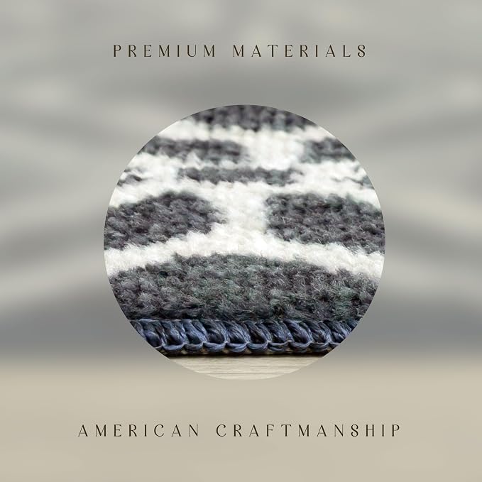 Maples Rugs Moderna Geometric Area Rugs – Made in USA – Washable, Non Slip Indoor Carpet for Entryway, Foyer, Kitchen, and Bathroom, 20" x 34", Dark Blue
