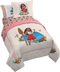 Disney Moana Twin Comforter Set 5 Piece Kids Bedding for Girls, Beige | Bed in a Bag, Comforter Sheets Sham Pillowcase, Official Brand, Soft Microfiber, Machine Washable, Girls Gift