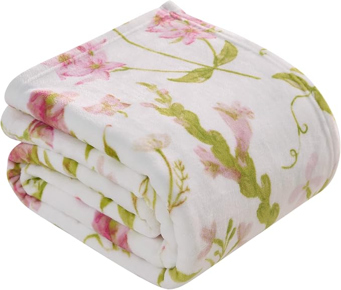 Oversized Plush Throw Blanket 60" x 70", Wild Fleurs Green