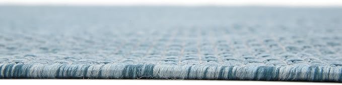 Unique Loom Collection Casual Transitional Solid Heathered Indoor/Outdoor Flatweave Area Rug (9' x 12' Rectangle, Aquamarine/Ivory)