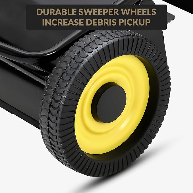 Tow Behind Lawn Sweeper 44" Wide, 26 Cu.Ft Large Hopper Yard Sweeper, Pull Behind Leaf Collector with Adjustable Sweeping Height, Universal Fit for Lawn Tractor & Debris Cleanup