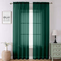 Lecloud Hunter Green Sheer Curtains 90 Inches Long 2 Panels, Airy Voile Solid by Lecloud