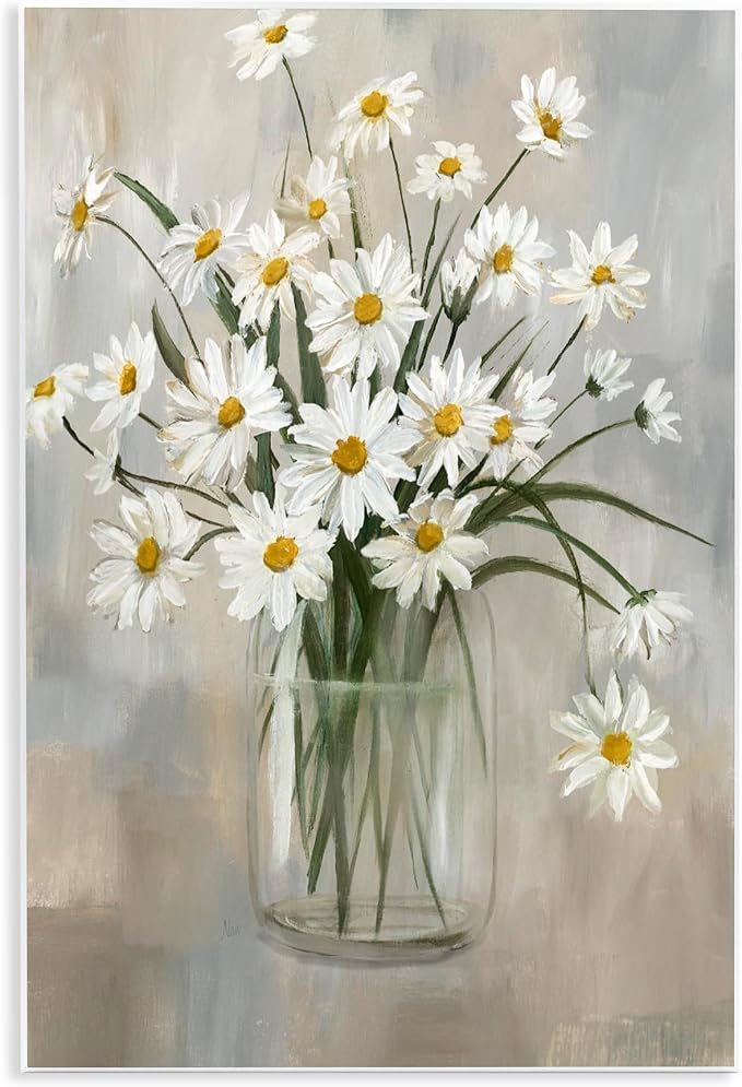 Stupell Industries 'Potted Daisy Bloom Bouquet'| Wall Plaque Art | Stupell Industries | 13 x 19 Inches, Easy to Hang and Sturdy, Made in USA, by Nan
