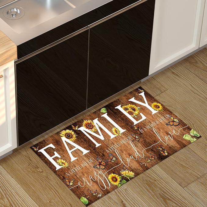 GUBIYU Farmhouse Sunflower Area Rug for Living Room A Little Bit of Crazy Family Welcome Door Mat,Home Porch Decor Doormat,Farmhouse Entrance Rug for Bedroom,Housewarming Gift,Wedding Room 23.6"x35.4"