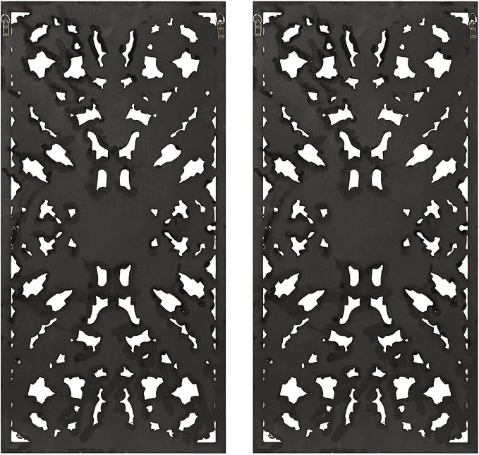Madison Park Carved Wood Wall Art 2 Piece, Floral Wooden Carving Wall Decor, Bronze Wall Art Living Room Bedroom, Copper Embellished Boho, Ready to Hang, 15.75"W x 31.5"L, Bronze