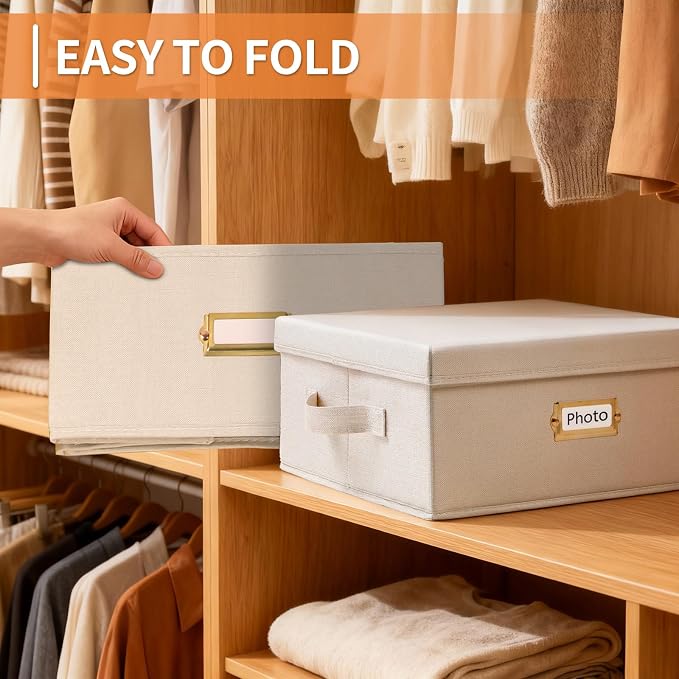 Aokeyee Photo Storage Box Holds 3400+ 4x6 Pictures | Photo Organizer Box | 8 Dividers | 24 Paperboard | with Blank Label