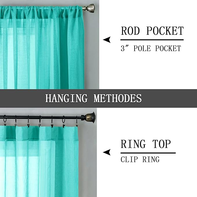 Tollpiz Sheer Curtains Linen Textured Bedroom Curtain Sheers Light Filtering - Image 5