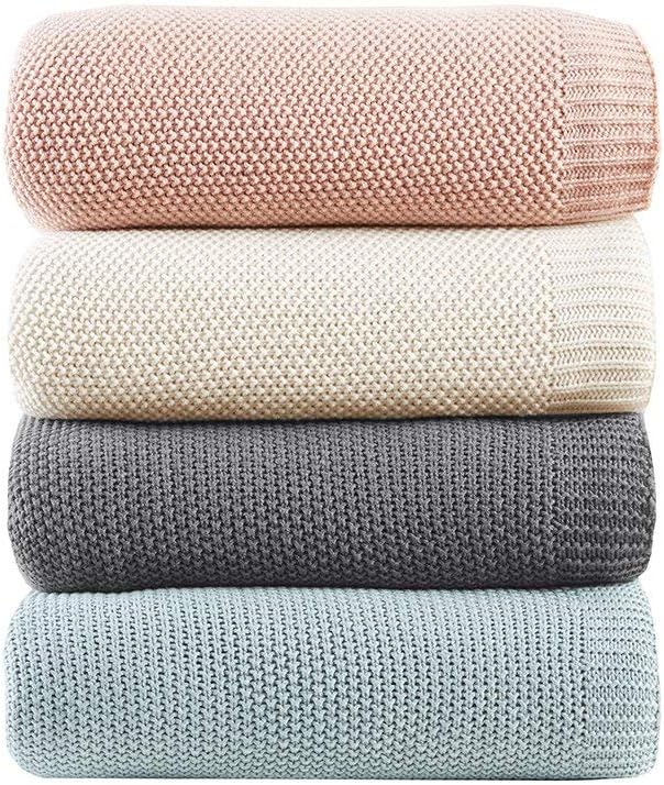 INK+IVY Bree Knit All Season Blanket for Summer, Full/Queen, Ivory | Ultra Soft, Acrylic, Breathable Fabric for Bed or Couch, Lightweight, OEKO-TEX Certified