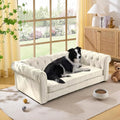 Large Dog Couch, for Large & Extra Large Dogs | Removable & Washable | No Assembly Required | Breathable Linen Fabric | Soft Foam |Floor-friendly sofa legs | Beige