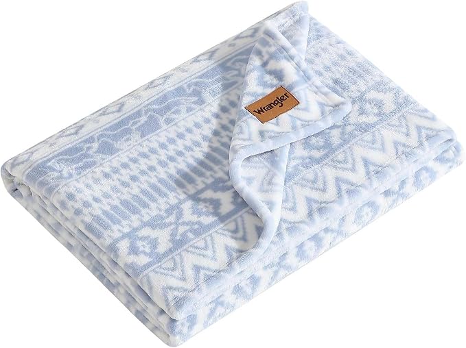 Wrangler - Fleece Throw Blanket for Couch 50x70, Ultra Soft Reversible Plush Blanket, Americana Decor, Striped Throw for Sofa, Bed, Living Room (Western Horse Pink)