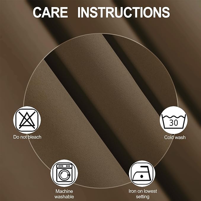 LEMOMO Brown Thermal Blackout Curtains/42 x 84 Inch/Set of 2 Panels Room Darkening Curtains for Bedroom