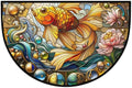 Fish Half Round Door Mat Semi Circle Rug Half Moon Doormat | Soft Washable Glass Lotu Welcome Entrance Mat for Outdoor Indoor Floor Bedroom Bathroom Home Kitchen Festival Decor