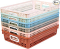Really Good Stuff Small Desktop Paper Storage Baskets, 14" x 10" x 3.25" | 6-Pack, Boho Group Colors, Mesh Baskets for Classroom or Home, Secure Papers Crease-Free