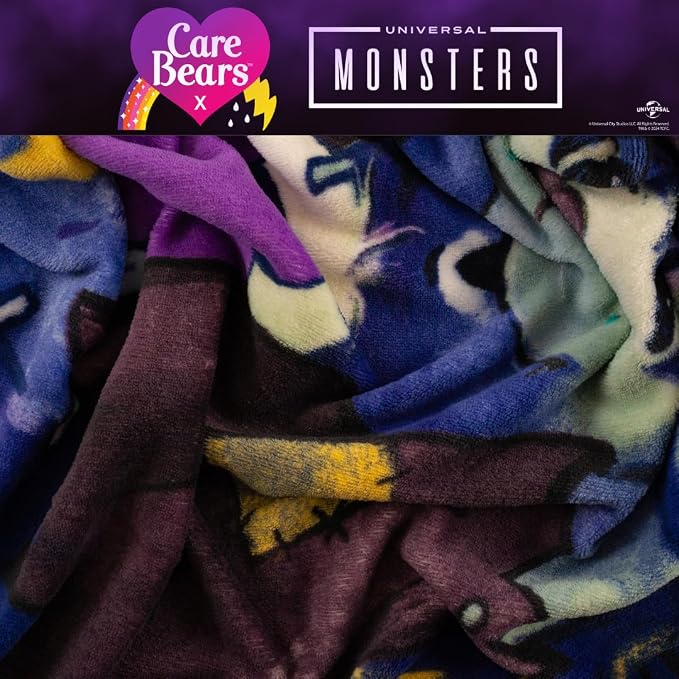 Care Bears X Universal Monsters Frankenstein Halloween Bedding Super Soft Plush Throw, 46 in x 60 in, (Officially Licensed Product) by Franco