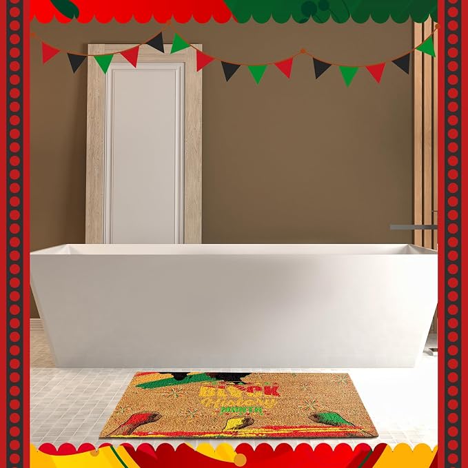 Ceenna Juneteenth Coir Doormat African American Non Slip Welcome Door Mat 16" x 27.5", Juneteenth Holiday Black Pride Rug Decorative Front Door Mat for Porch Indoor Outdoor Decor Gifts
