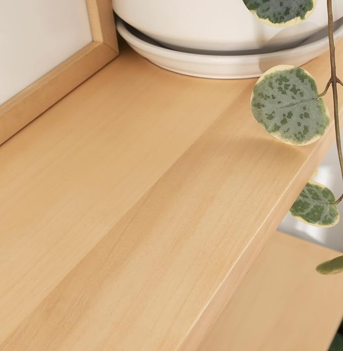 Kate and Laurel Meridien Modern Wood Shelves, 24 x 8 x 24, Natural Poplar, Transitional Two Tier Wall Shelf for Storage and Display