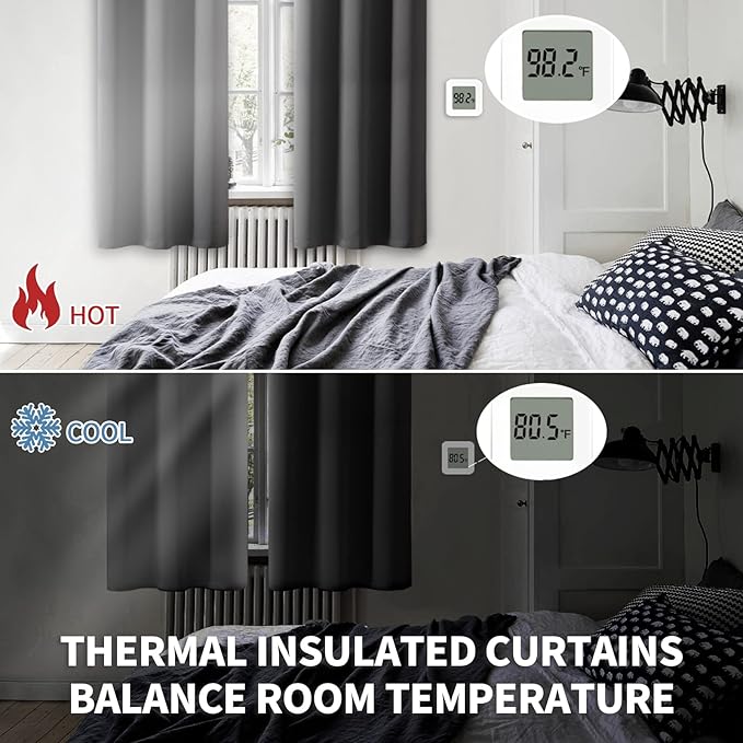 BGment Blackout Curtains - Grommet Thermal Insulated Room Darkening Bedroom and Living Room Curtain, Set of 2 Panels (52 x 54 Inch, Dark Grey)
