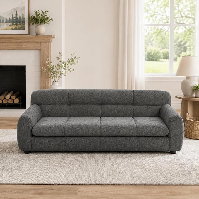 51"×28" Large Dog Sofa, for Large & Extra Large Dogs | Detachable Cushion | Reinforced Low Base|Non-Sagging |Linen Fabric | Soft Cushion | Armrest & Backrest | Dark Gray