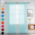 youleyar Solid Sheer Rod Pocket Curtain Voile Draperies 2 Panels White Beige Black Grey Ivory 52 Inch Width 84 Inch Long 1 Pair for Kitchen Bedroom Children Living Room Yard (Sky Blue,52Wｘ84L)