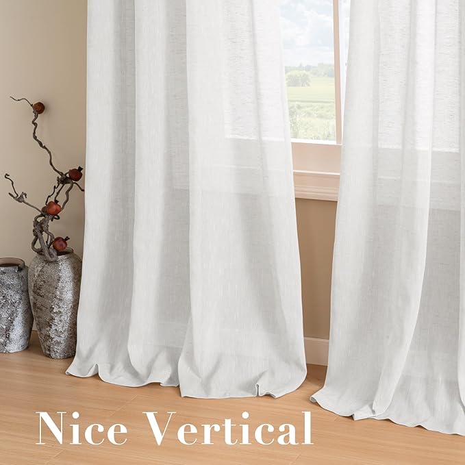 H.VERSAILTEX Linen Curtains Nickel Grommet Natural Linen Semi-Sheer Curtains 2 - Image 7