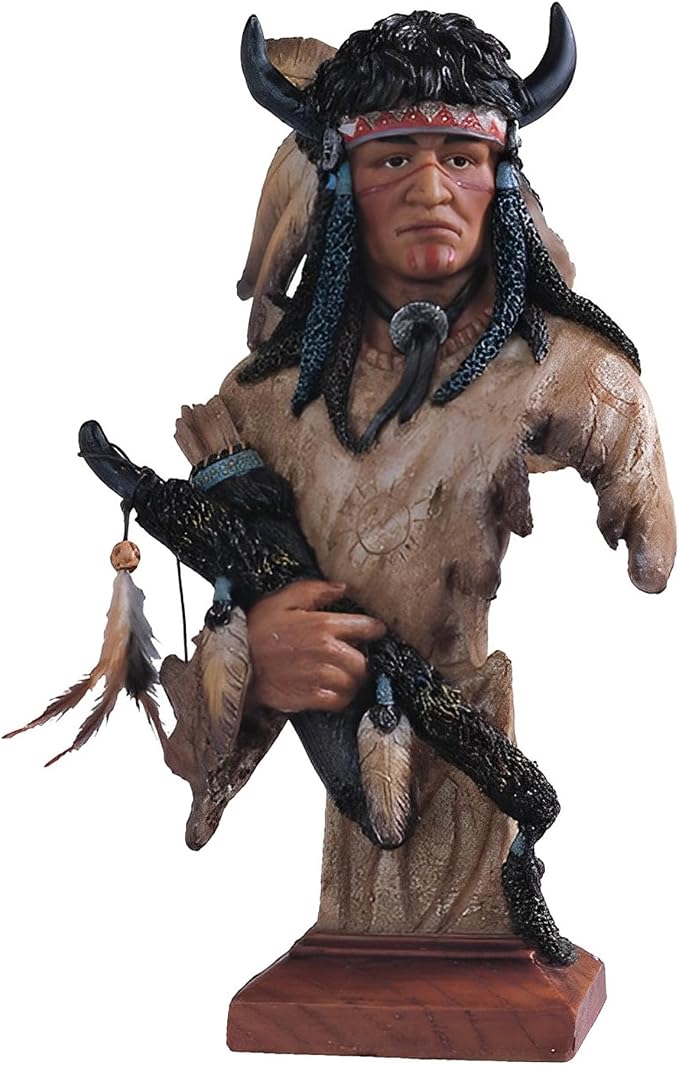 ICE Armor 13" H Indian Warrior Bust Statue Native American Decoration Figurine