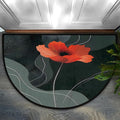 Pardick Half Round Doormat Semi Circle Rug Red Poppy Flower Non Slip Indoor Outdoor Entrance Half Moon Rug Absorbent Durable Washable Front Floor Mat for Kitchen Bathroom Patio Fireplace