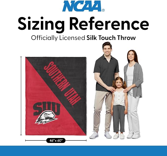Northwest NCAA Silk Touch Throw Blanket, Ultra Soft Plush Polyester, Lightweight Warm Decorative Fan Gift, 46 x 60 in