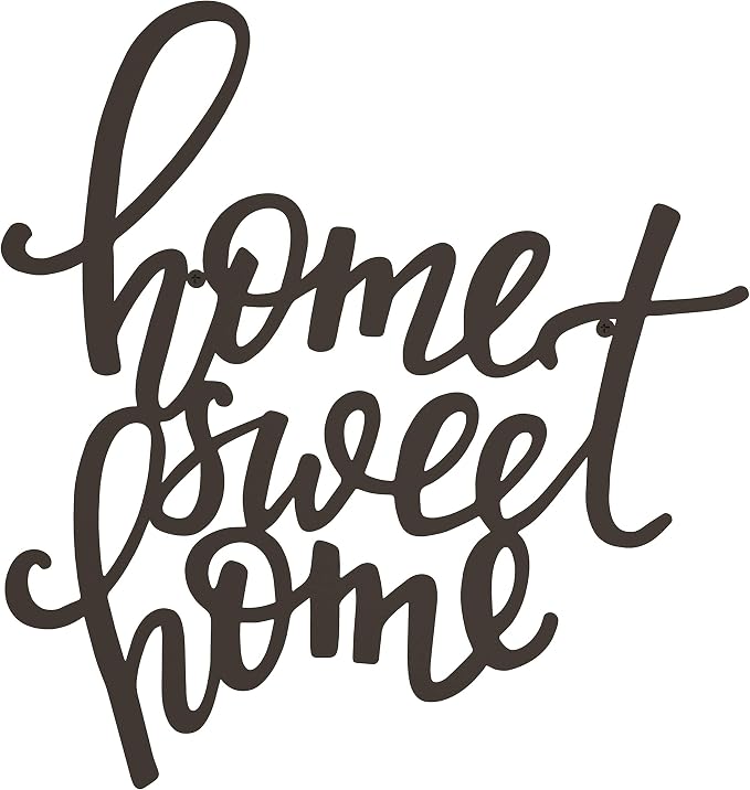 Lavish Home Home Decor Wall Sign - Home Sweet Home Decorative 3D Word Art Wall Decor - Modern Rustic or Vintage Farmhouse Style (Dark Brown)