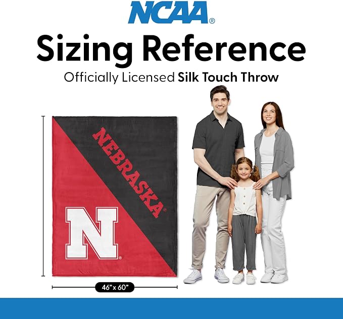 Northwest NCAA Silk Touch Throw Blanket, Ultra Soft Plush Polyester, Lightweight Warm Decorative Fan Gift, 46 x 60 in