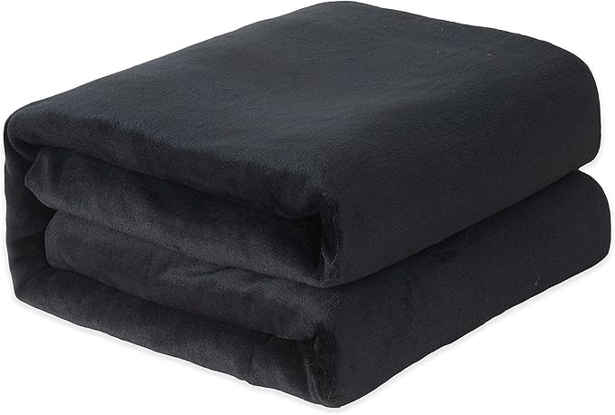 Elegant Comfort Luxury Velvety Feel Blanket, All-Season Lightweight Blanket, Ultra Plush, Soft, Cozy-Fuzzy Flannel Fleece for Couch, Sofa, Bed, Travel, Solid Design, Twin/Twin XL, Black