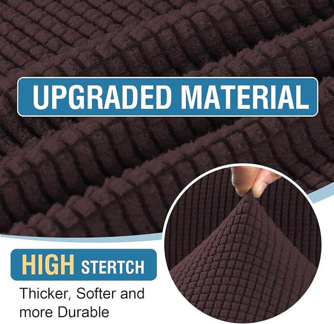 H.VERSAILTEX Sectional Couch Covers 8 Pieces Stretch Sofa Covers for Sectional Sofa Set Separate L Shaped Couch Cover for Both Left/Right Couch (Seat and Back: 1 Chaise + 3 Sofa, Chocolate)