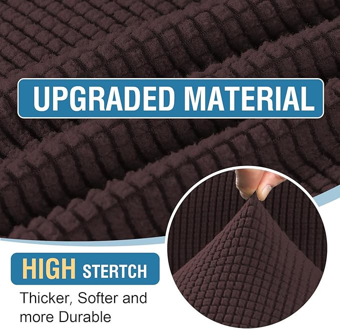 H.VERSAILTEX Sectional Couch Covers 6 Pieces Stretch Sofa Covers for Sectional Sofa Set Separate L Shaped Couch Cover for Both Left/Right Couch (Seat and Back: 1 Chaise + 2 Sofa, Chocolate)