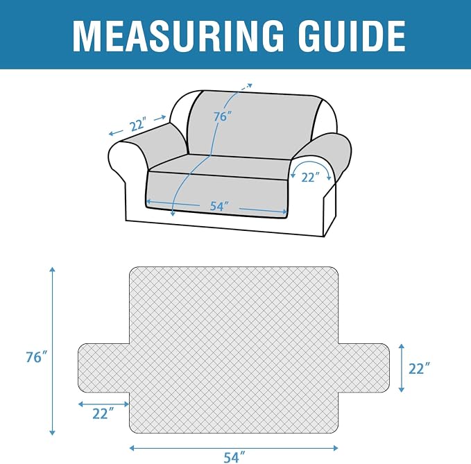 H.VERSAILTEX Loveseat Covers for 2 Cushion Couch Sofa Cover for Dogs 100% Waterproof Furniture Protector Cover with Elastic Straps for Pet Cat(Loveseat, Dove Grey)