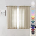 Lecloud Taupe Sheer Curtains 54 Inch Length 2 Panels Set, Balance Light & by Lecloud