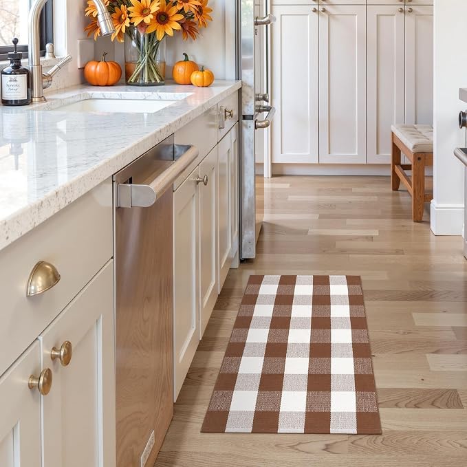 Buffalo Plaid Checkered Rug 27.5"x43" Fall Front Door Mat Outdoor Porch Rug | Washable Woven Front Porch Rug Outdoor Door Mat Welcome Mats Indoor Outdoor Autumn Layered Doormats for Entryway Entrance
