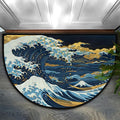 Pardick Half Round Doormat Semi Circle Rug Retro Wave Design Non Slip Indoor Outdoor Entrance Half Moon Rug Absorbent Durable Washable Front Floor Mat for Kitchen Bathroom Patio Fireplace